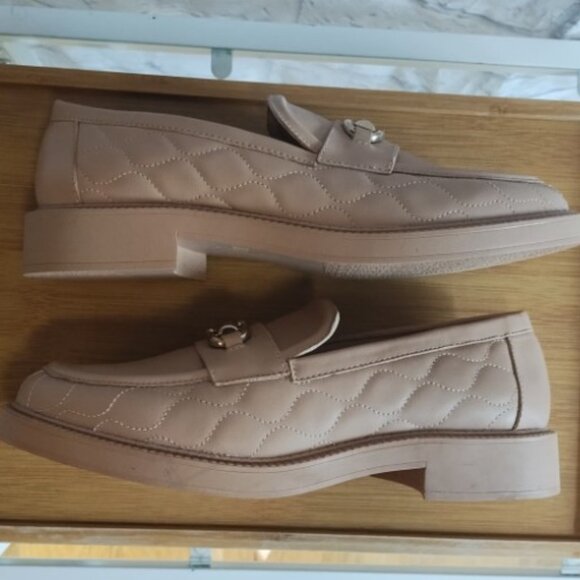 ZARA Quilted Leather Loafers with Metal Buckle - Picture 4 of 12